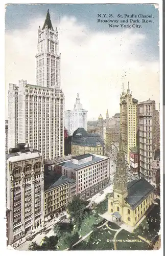 N.Y. 23. ST. Paul\'s Chapel. Broadway and Park Row, New York City - von 1921 (AK3666)