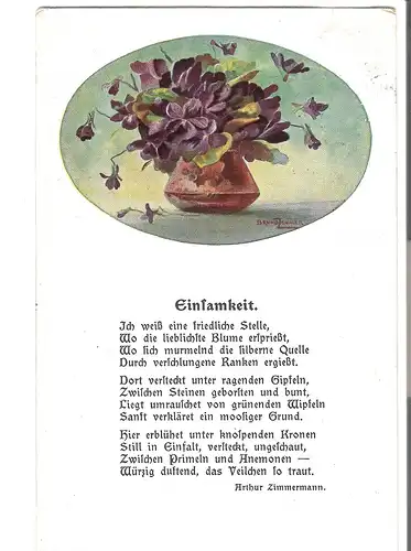 Gedicht-Karte mit Blumenvase - von 1923 (AK3733) 