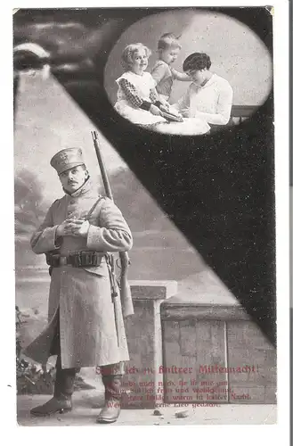 Steh ich in finsterer Mitternacht - Soldat in Gedanken an seine Familie - von 1917 (AK3763)