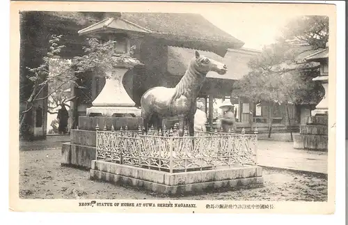 Bronz Statue of horse at Suwa Shrine - Nakasaki - Japan - von 1916 (AK4102)
