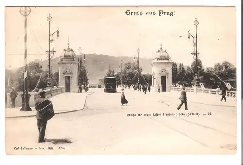 Gruß aus Prag - Rampe der neuen Kaiser Franzens-Brücke (Ostseite) - von 1915 (AK4144)