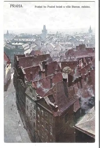 Prag - Pohled ku Prasné bráne s veze Starom radnice . v. 1912 (AK4193)
