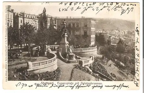 Stuttgart - Eugenplatz mit Galateabrunnen. v. 1911 (AK3504)