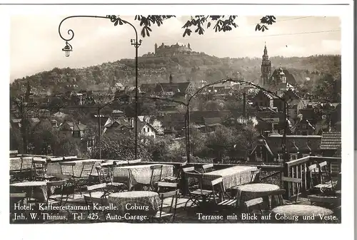 Coburg - Hotelterrasse mit Blick auf Coburg und die Veste v. 1932 (AK3515)