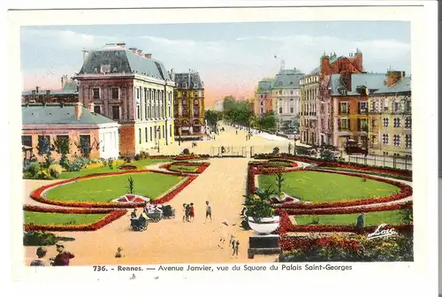 Rennes - Avenue Janvier, vue du Square du Palais Saint-Georges v. 1930 (AK3525)