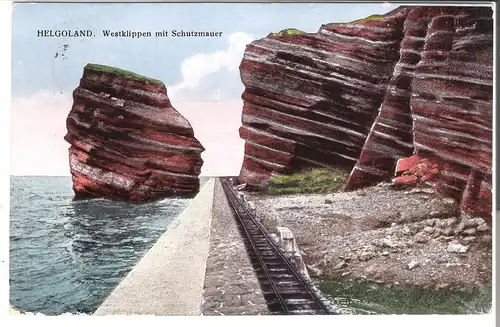 Helgoland- Westklippen mit Schutzmauer v. 1928 (AK3529)