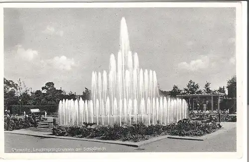 Chemnitz, - Leuchtspringbrunnen am Schloßteich v. 1941 (AK3559)