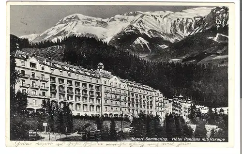Kurort Semmering - Hotel Panhans mit Raxalpe v. 1938 (AK3580) 