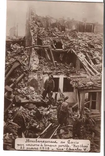 Paris - Bombardement de Paris par canons à longue portée - \"Berthas\" - von 1918 (AK4237)