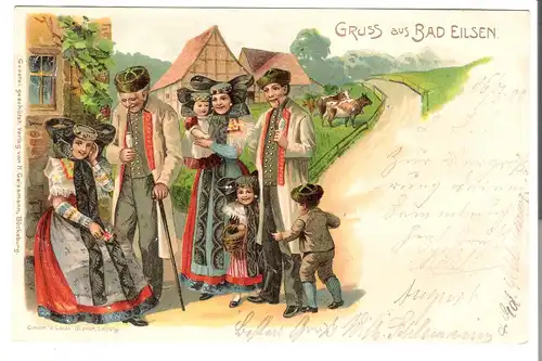 Bad Eilsen - Familie in Trachten-Kleidung - von 1900 (AK4243)