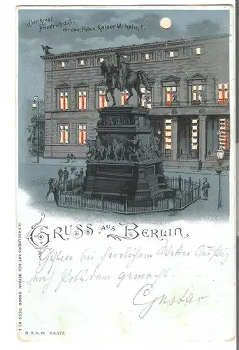 Berlin - Denkmal Friedrich der Große vor dem Palais Kaiser Wilhelm I. von 1899 (AK4261) 