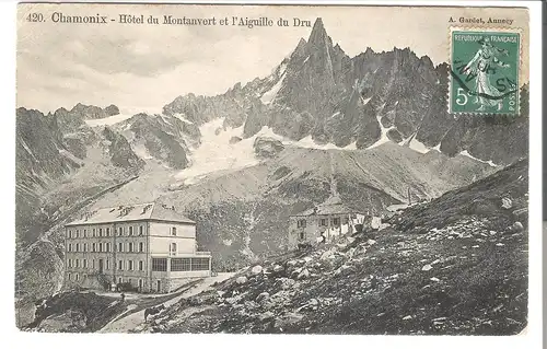 Chamonix - Hotel du Montanvert et l\'Aiguille du Dru von 1937 (AK4324) 
