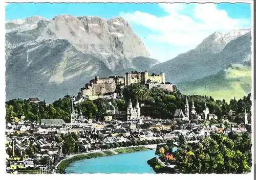 Salzburg - die Alpenstadt mit Blick auf Tennengebirge von 1960 (AK3813)
