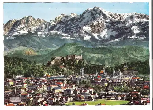Salzburg - die Alpenstadt mit hohem Göll von 1962 (AK3818)