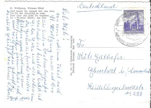 Wolfgangsee mit St.Wolfgang - 5 Ansichten von 1962 (AK3823)