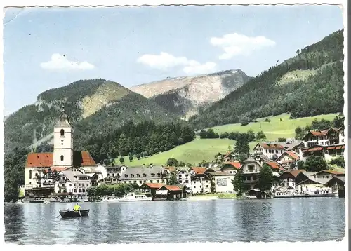 Wolfgangsee mit St.Wolfgang - mit Schalberg von 1960 (AK3825)