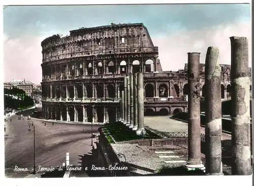Roma - Tempio di Venere e Roma-Colosseo v. 1957 (AK3852)