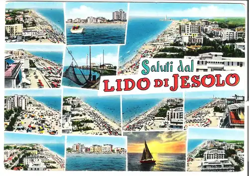 Saluti dal Lido di Jesolo - 13 Ansichten mit Hotels v. 1962 (AK3855)