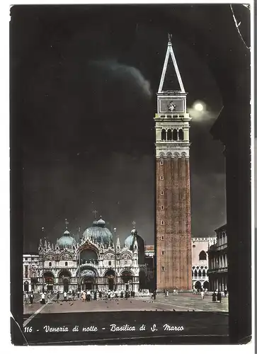 Venezia di notte - Basilica di S. Marco v. 1955 (AK3869)