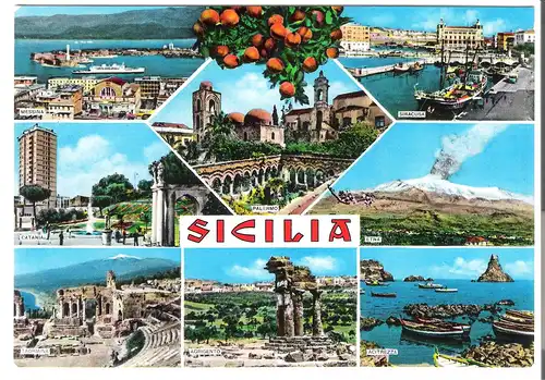 Sicilia - 8 Ansichten v. 1966 (AK3889)
