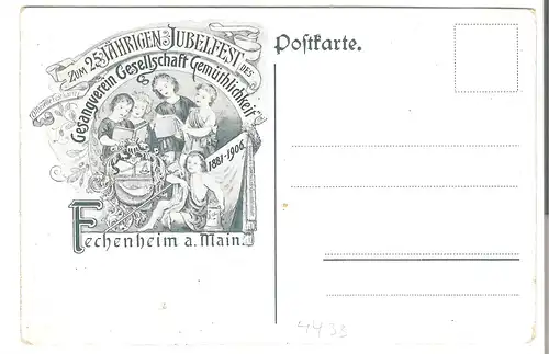 Fechenheim, Langstrasse mit Gasthaus \"Zum Schwan\" - Jubiläumskarte v. 1906 (AK4433)