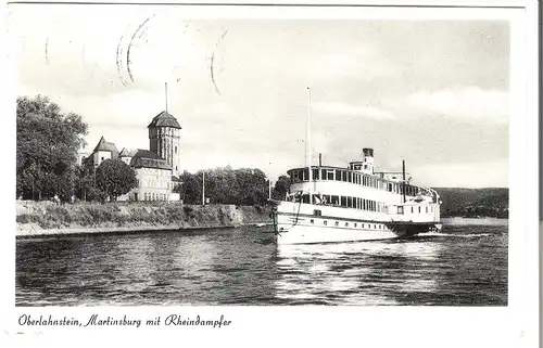 Oberlahnstein - Martinsburg mit Rheindampfer v. 1964 (AK4482)