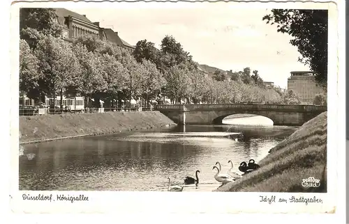 Düsseldorf - Königsallee - Idyll am Stadtgraben v. 1953 (AK4553)