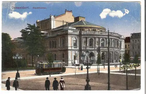Düsseldorf - Stadttheater mit alter Tram v. 1920 (AK4573)