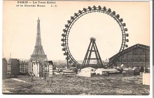 Paris - La Tour Eiffel et la Grand Roue - L.D. von 1902 (AK4600)