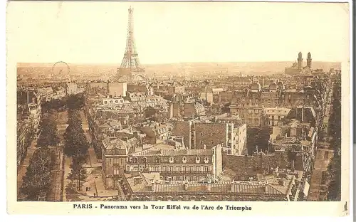 Paris - Panorama vers la Tour Eiffel vu de L'Arc de Triomphe. von 1902 (AK4602)