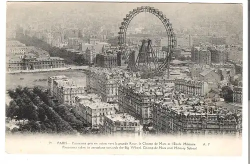 Paris - Panorama pris en avion vers la grande Roue - Le Champ de Mars et l'Ecole Militaire von 1902 (AK4609)