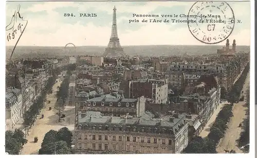 Paris - Panorama vers le Champ de Mars - pris de l'Arc de Triomphe de l'Étoile von 1907 (4664)