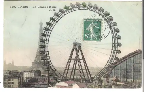 Paris - La Grande Roue et la Tour Eiffel von 1908 (4685)