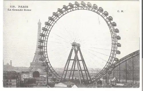 Paris - La Grande Roue et la Tour Eiffel von 1908 (4686)