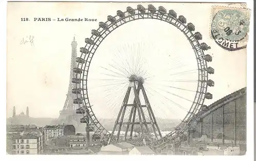 Paris - La Grande Roue et la Tour Eiffel von 1906 (4688)