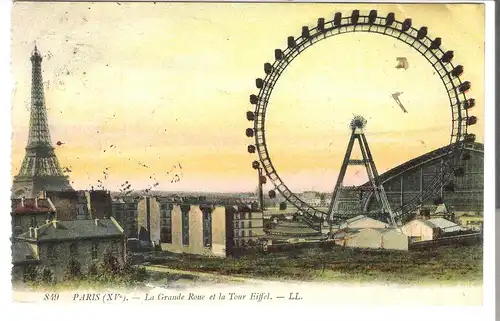 Paris - La Grande Roue et la Tour Eiffel von 1910 (4697)