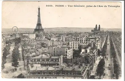 Paris - Vue Générale, prise de l'Arc de Triomphevon 1910 (4698)