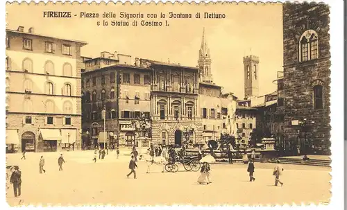 Firenze - Piazza della Signoria con la Jontana di Nettuno e la Statua di Cosimo I.- von 1902 (AK4799)