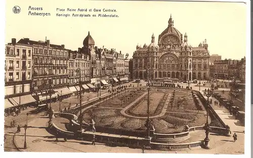 Anvers - Antwerpen - Place Reine Astrid et Gare Centrale v.1920 (AK53375)