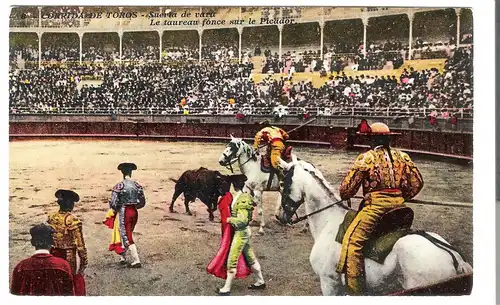 Corrida de Toros, Suerte de vara, le Taureau fonce sur le Picador v.1932 (AK4856)