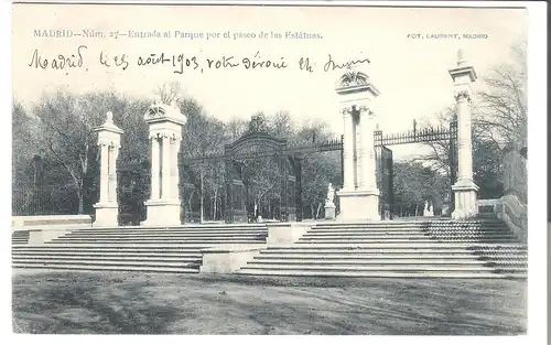 Madrid - Entrada al Parque por el paseo de las Estátuas v.1903 (AK4881)