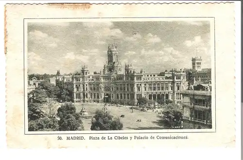 Madrid - Plaza de La Cibeles y Palacio de Comunicaciones v.1949 (AK4899)