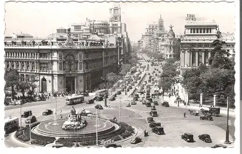 Madrid - Panorámica de la Plaza de la Cibeles y calle de Alcalá v.1955 (AK4901)