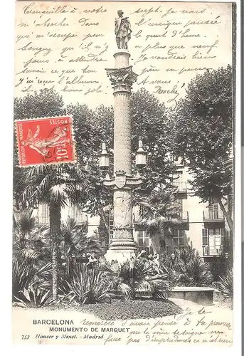 Barcelona - Monumento de Marquet v.1908 (AK4968)