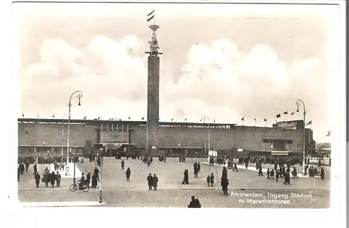 Amsterdam - Ingang Stadion m. Marathontoren v.1942 (AK53573)
