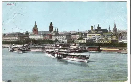 Mainz - Stadtansicht mit Hafen  v.1918 (AK5009)