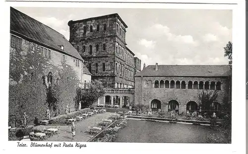 Trier - Blumenhof mit Porta Negra v.1953 (AK5025)