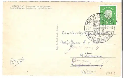 Siegen i. W. - Partie an der Siegbrücke - Apollo-Theater - Sparkasse - Rhein-Ruhr-Bank  v.1959 (AK5056)