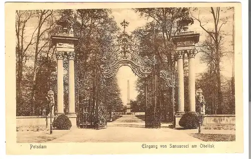 Potsdam - Eingang von Sansscuci am Obelisk  v.1920 (AK5070)