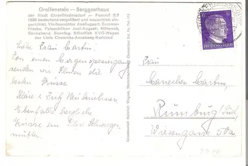 Die Greifensteine im silbernen Erzgebirge - Greifenstein - Berggasthaus  v.1942 (AK5078)